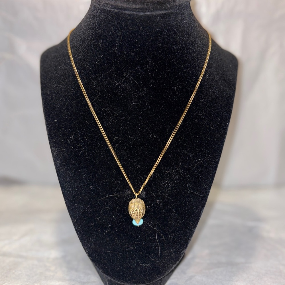 Kurt Geiger Eagle Head Necklace Gold Chain Amber Gemstones Turquoise Stone NWT